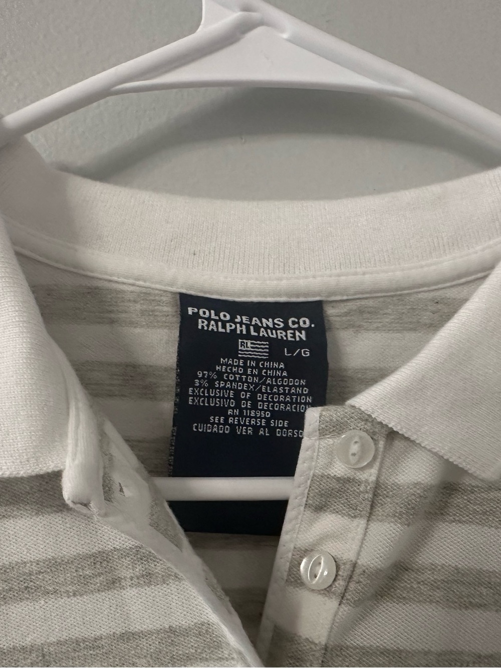 Polo Jeans Co Ralph Lauren Green Striped Cotton Polo Womens L Preppy Athleisure - Picture 3 of 6